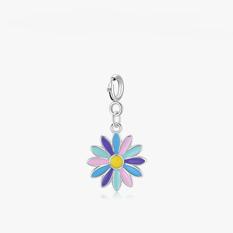 Rainbow Color Enamel Flower Pendant
