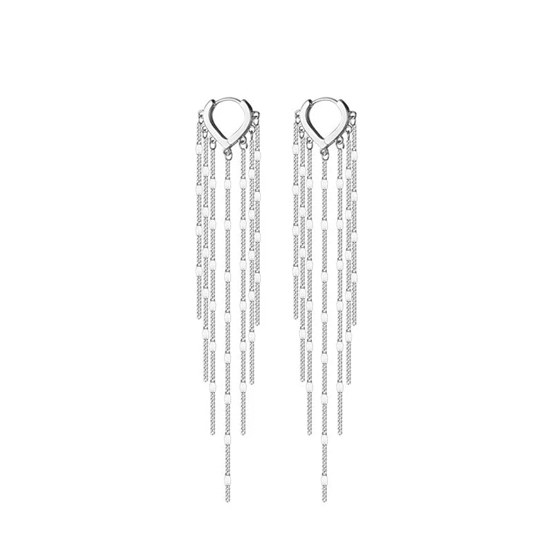 Long Tassel Sparkling Drop Earrings