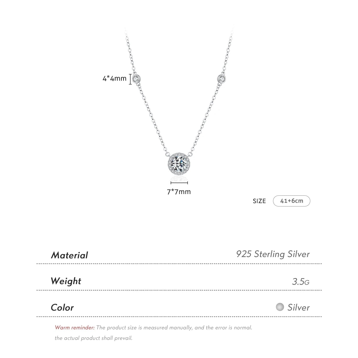Pendentif rond en zircon transparent 