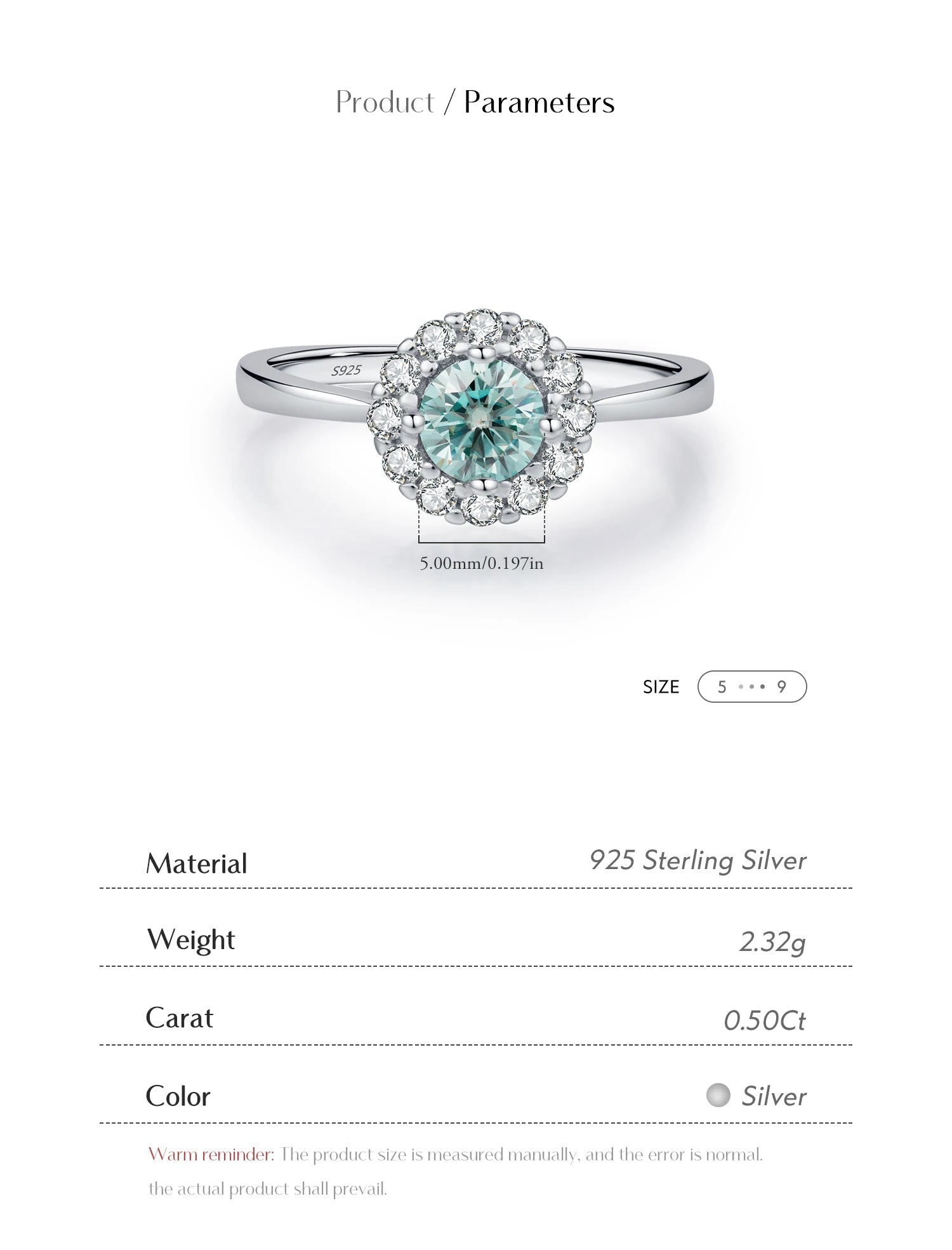 Green Teal Moissanite Ring