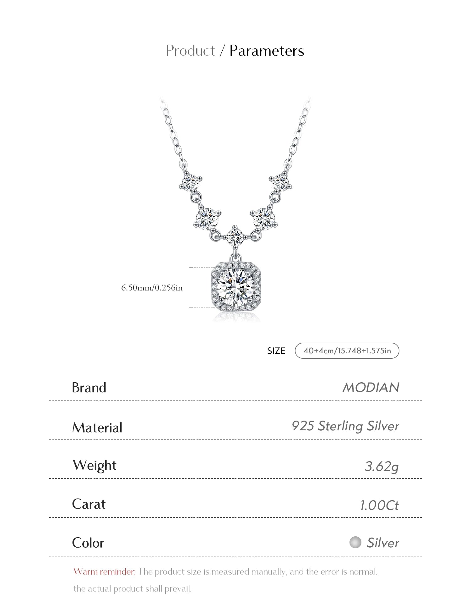 1CT D Color Moissanite Necklace