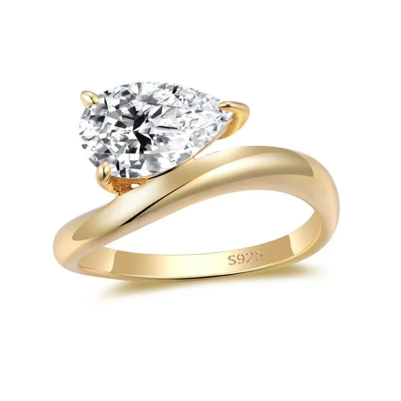 3Carat D Color Water Drop Moissanite Ring