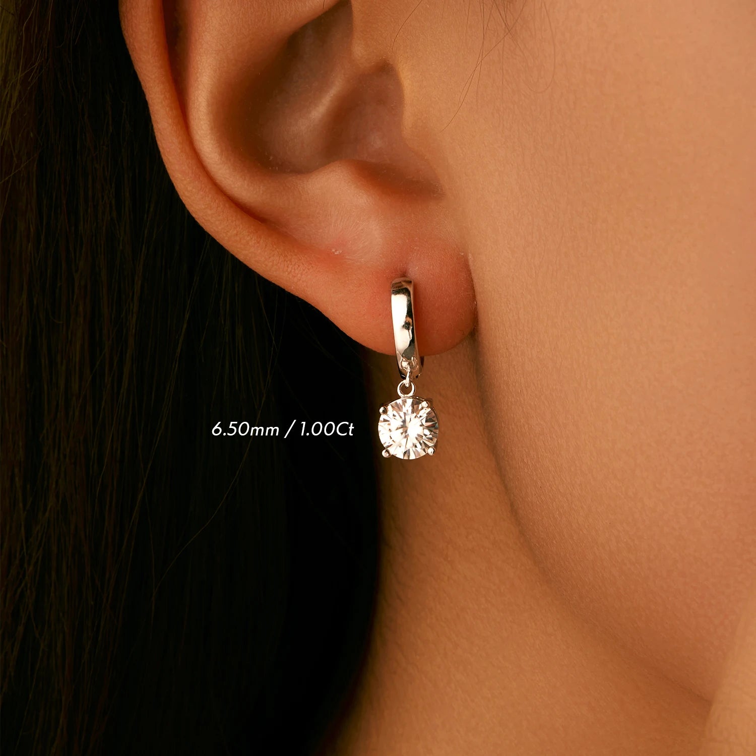 1.0CT D Color Moissanite Hoop Earrings