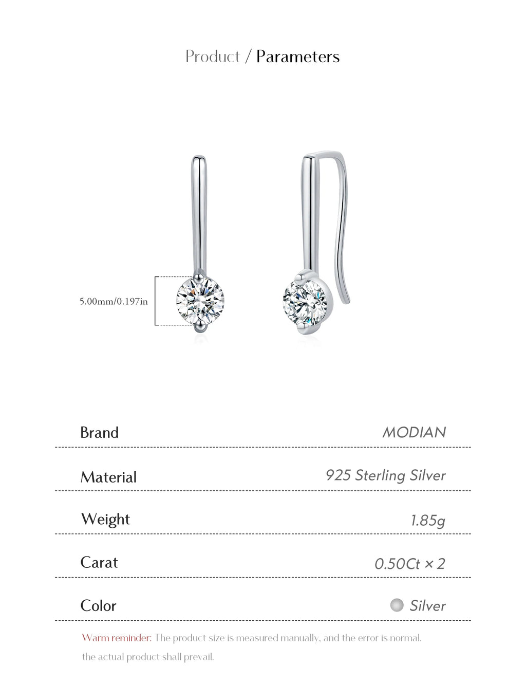 Boucles d'oreilles pendantes scintillantes en moissanite couleur D