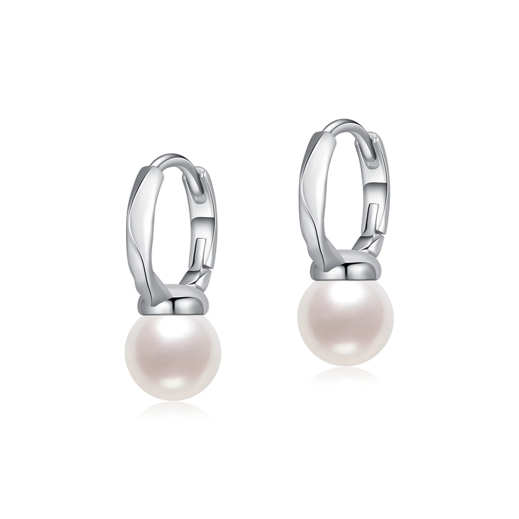 Shell Pearl Hoop Earrings