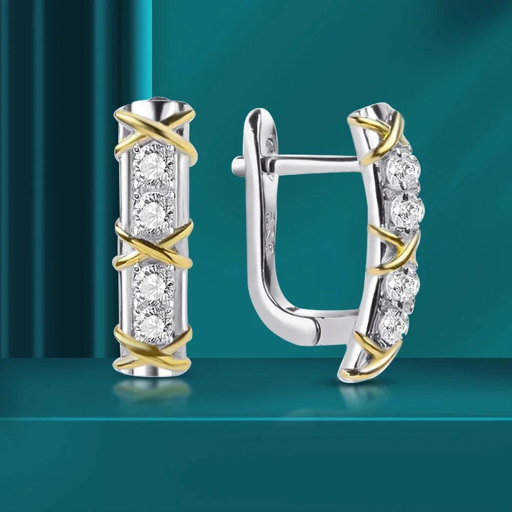 X-Shape Cross Moissanite Earrings