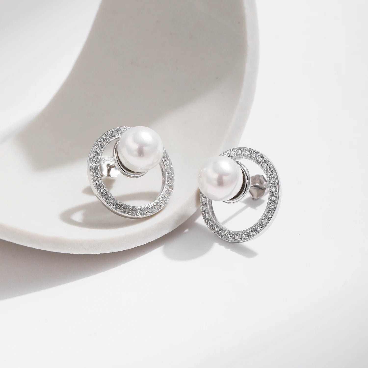 Crystal Pearl Stud Earrings