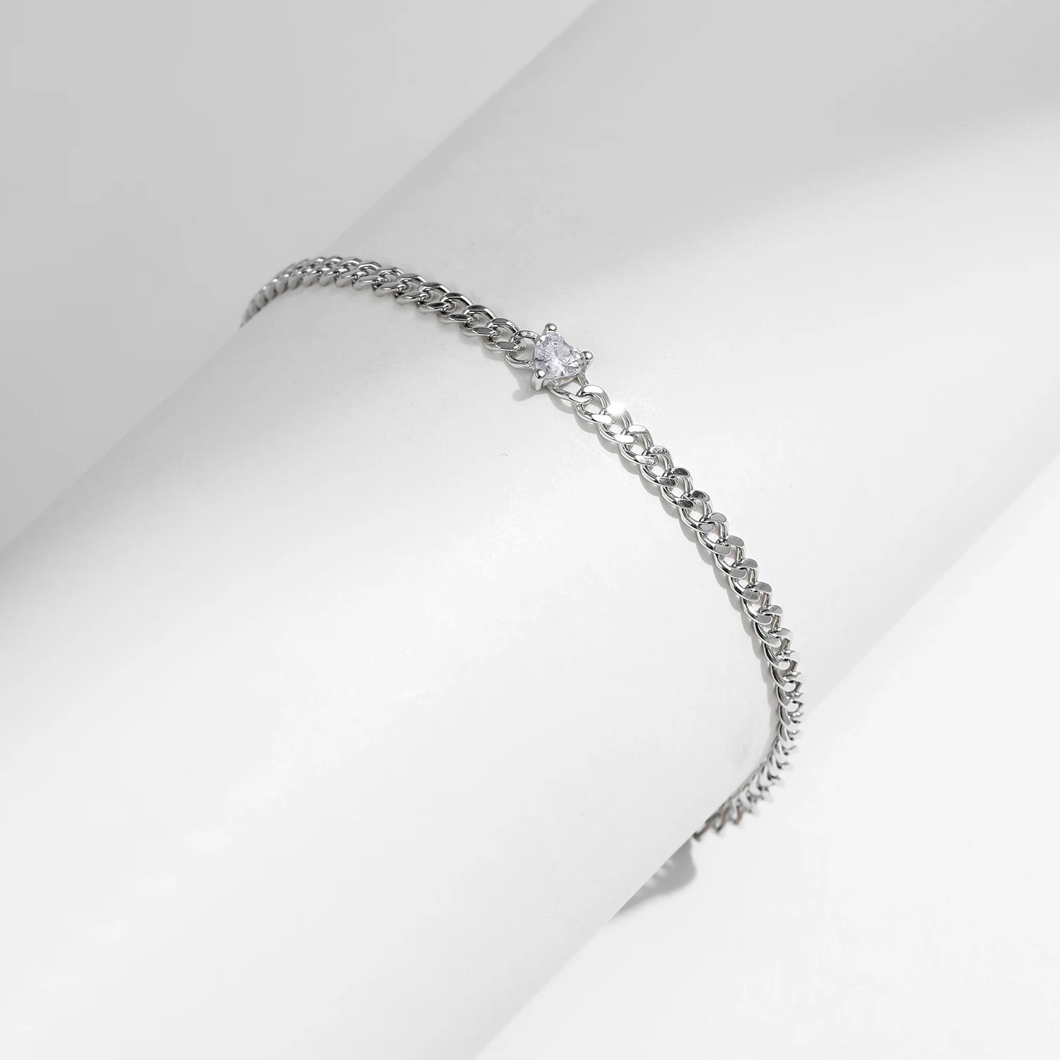Sparkling Heart Clear Adjustable Chain Bracelet