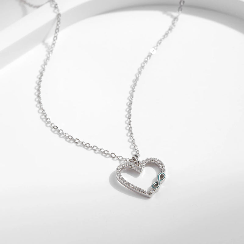 Romantic Heart Enamel Infinity Love Link Chain Pendant