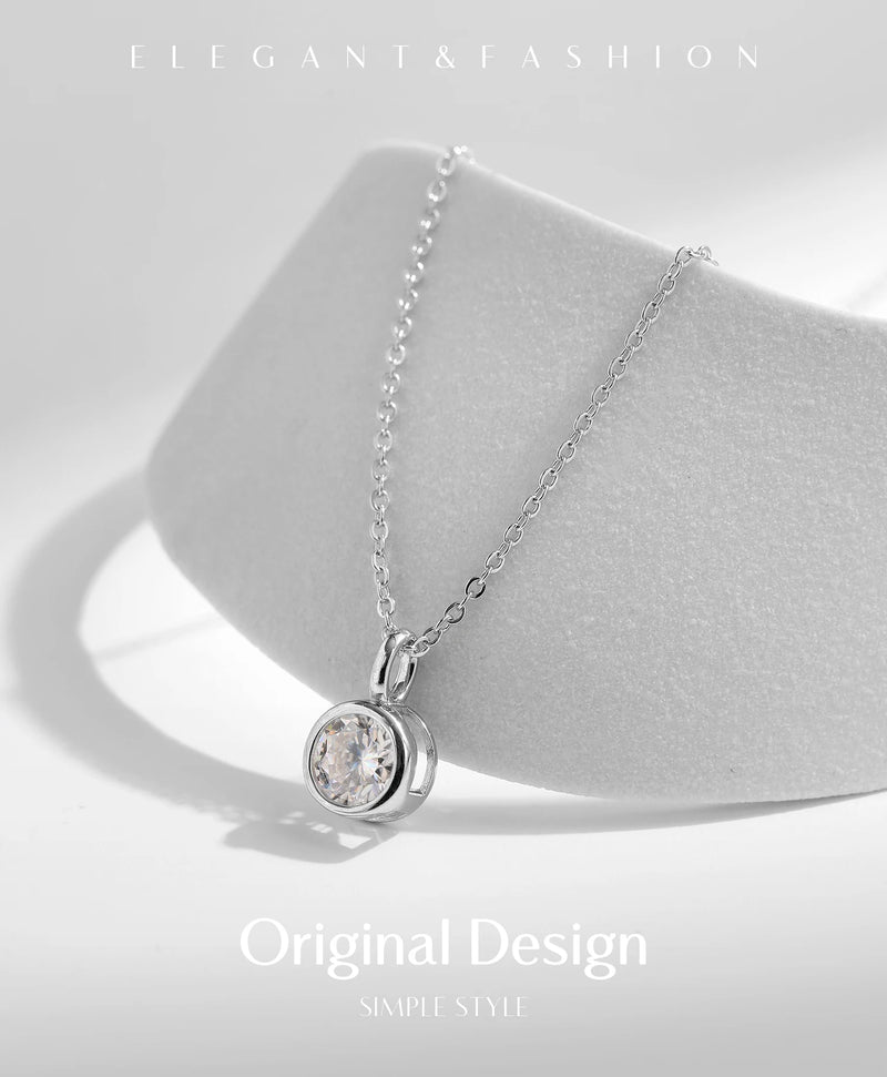 1 Carat D Color Round Bezel Setting Moissanite Pendant