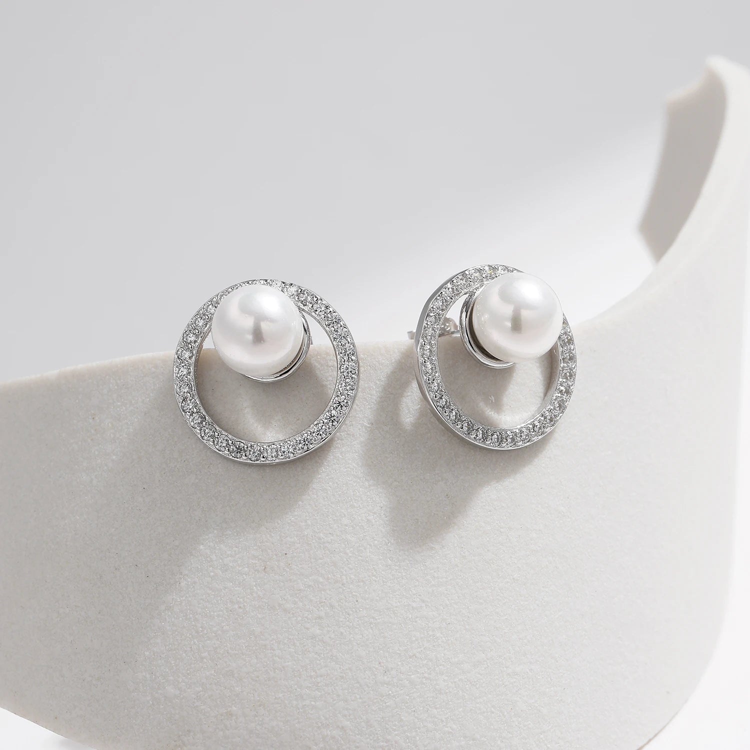 Crystal Pearl Stud Earrings