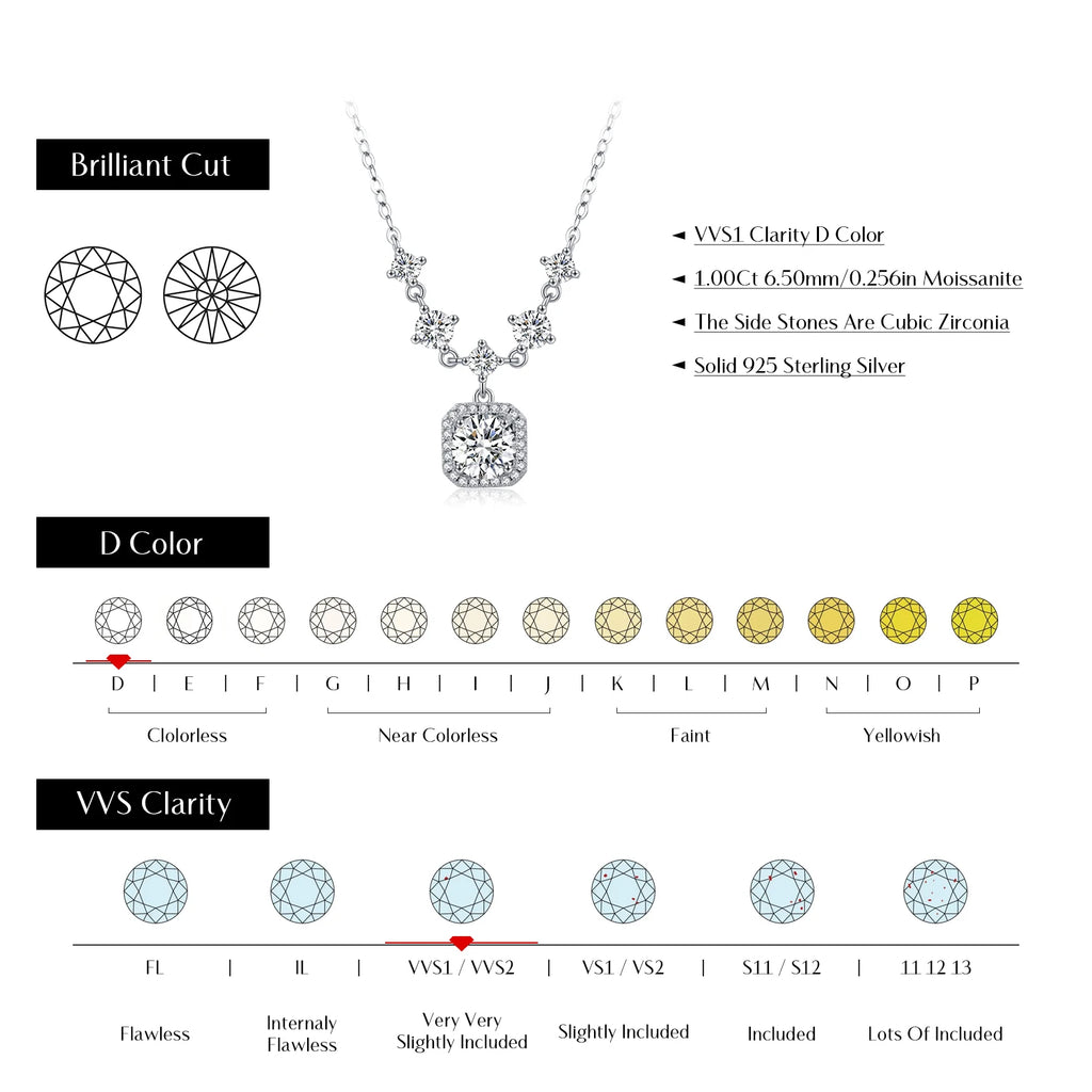 1CT D Color Moissanite Necklace