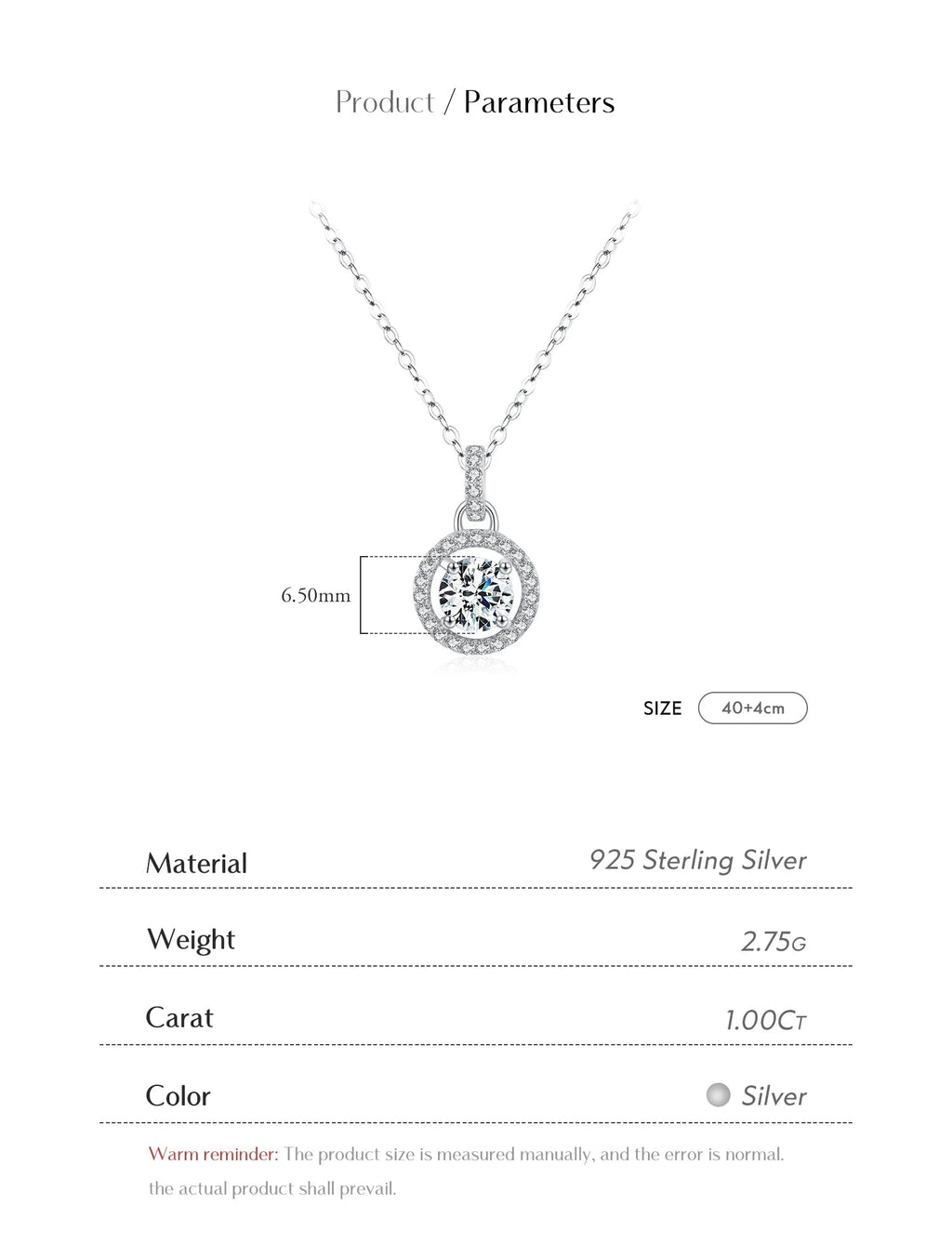 1 Carat Moissanite Pendant