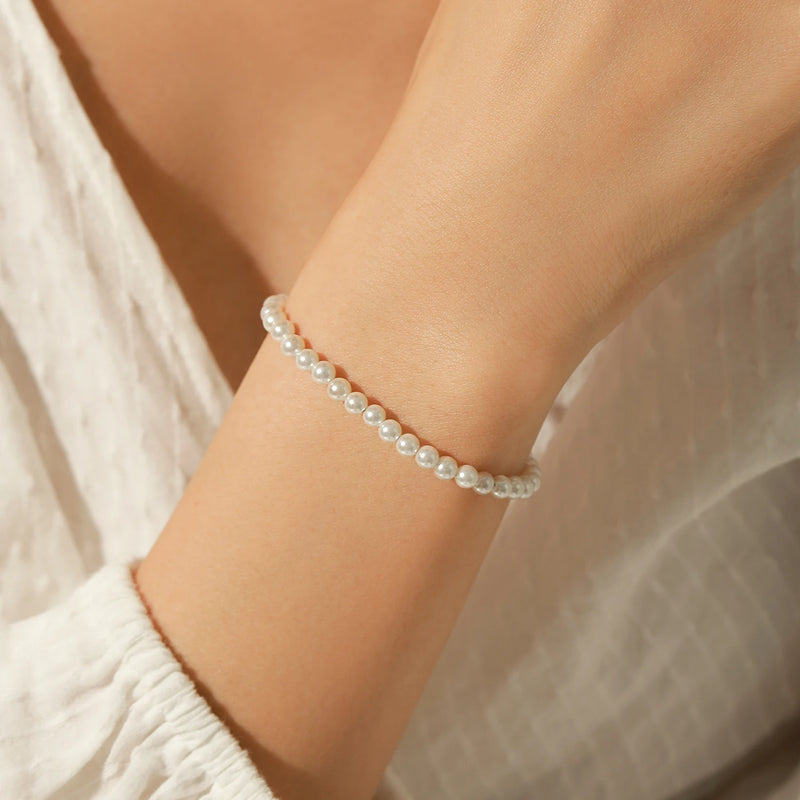 Delicate 3MM 4MM 5MM Stackable Shell Pearl Bracelet
