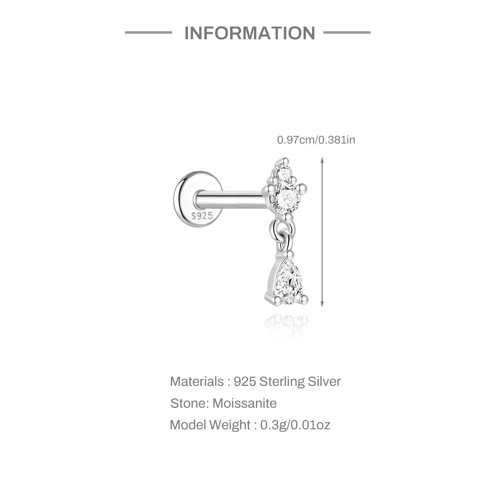 Moissanite Threaded Stud Earring