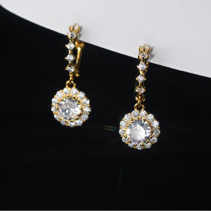 Round Zirconia Dangle Earrings