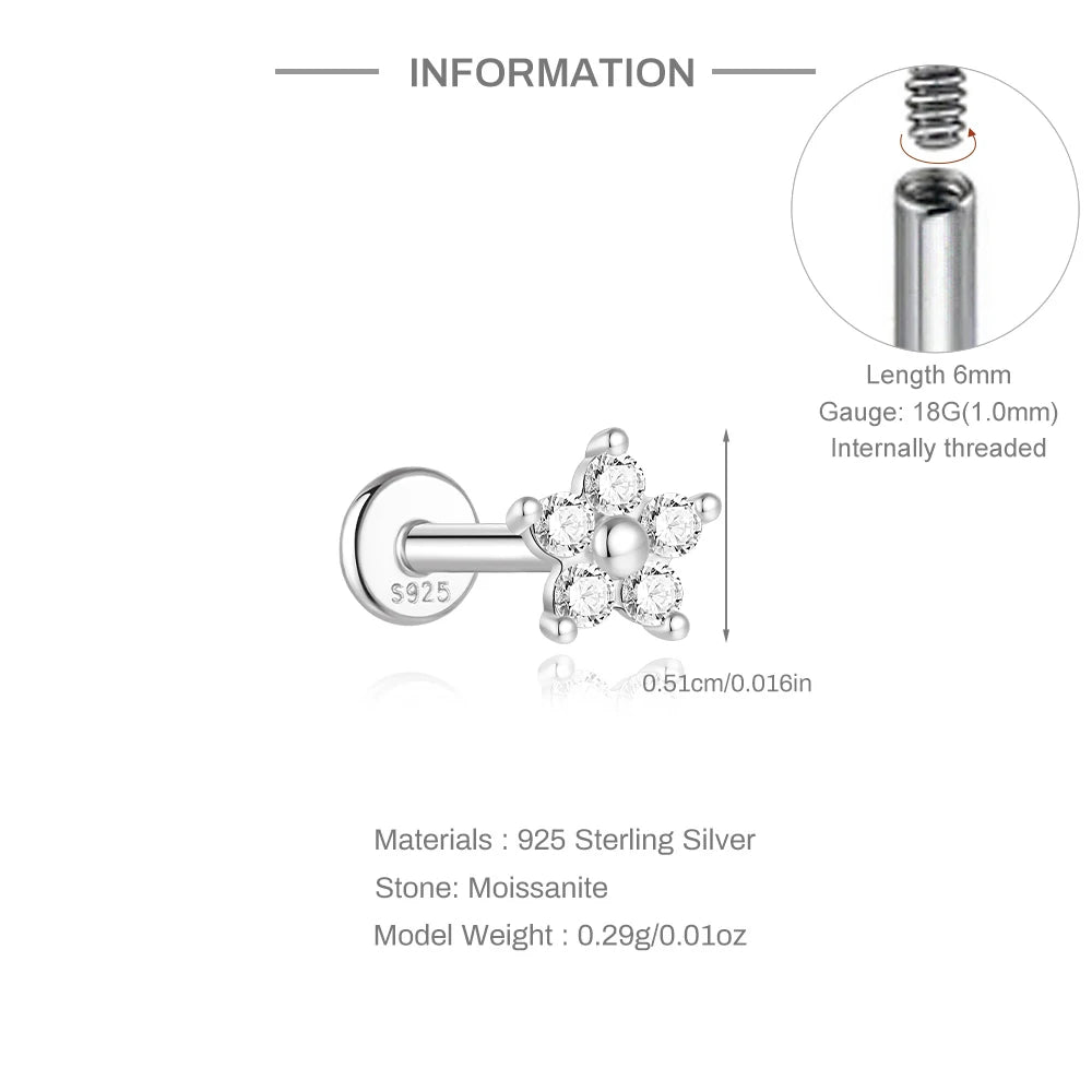 Moissanite Threaded Stud Earring