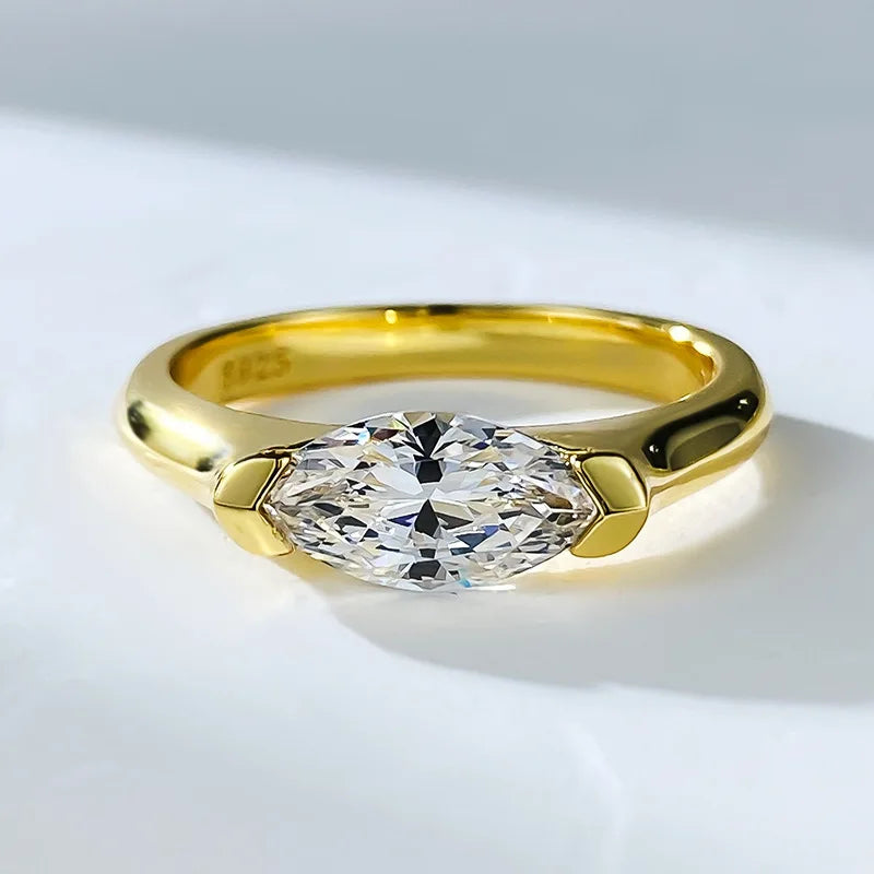 1CT Marquise Cut Moissanite Ring