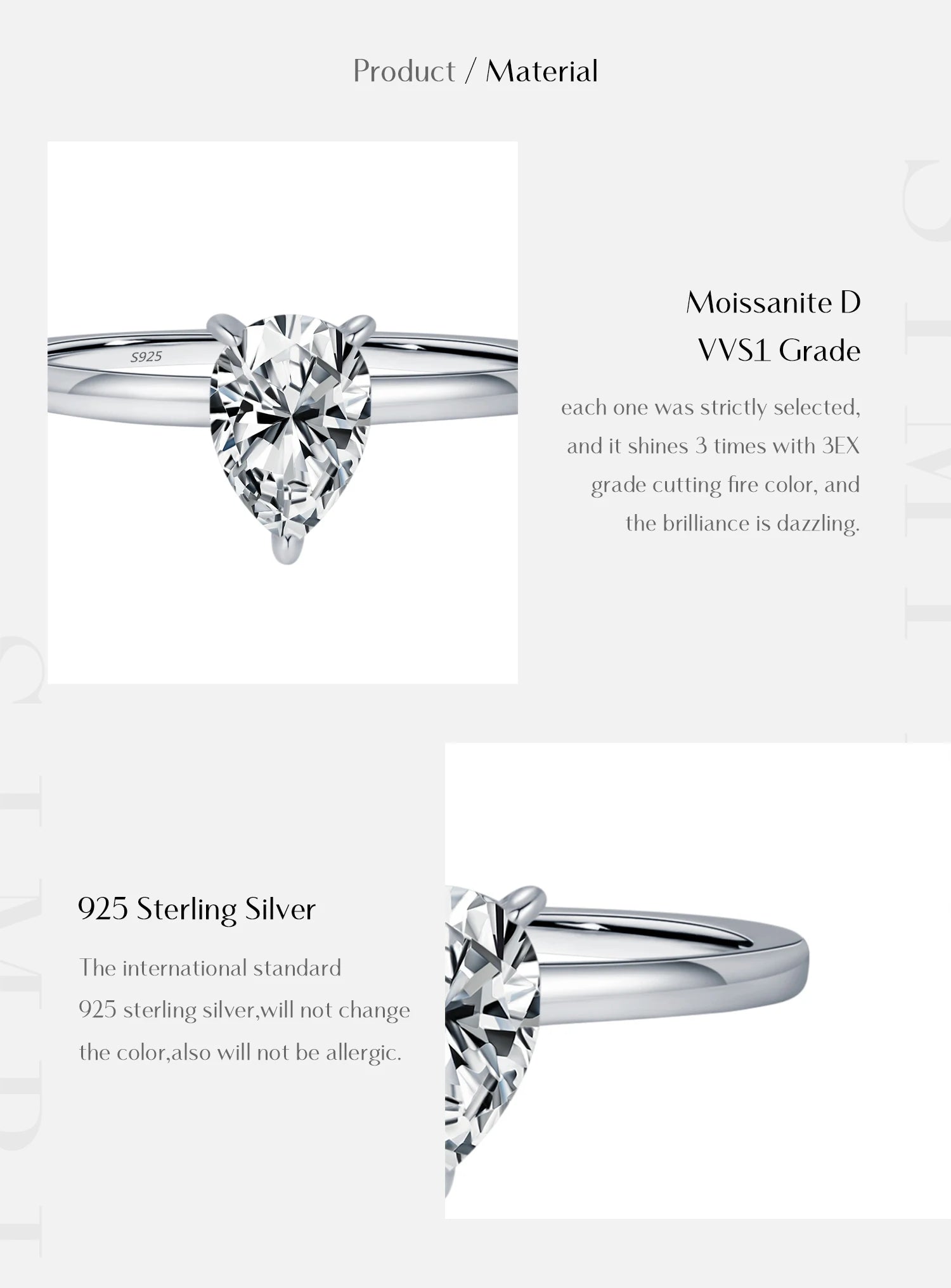 Pear Cut Moissanite Ring