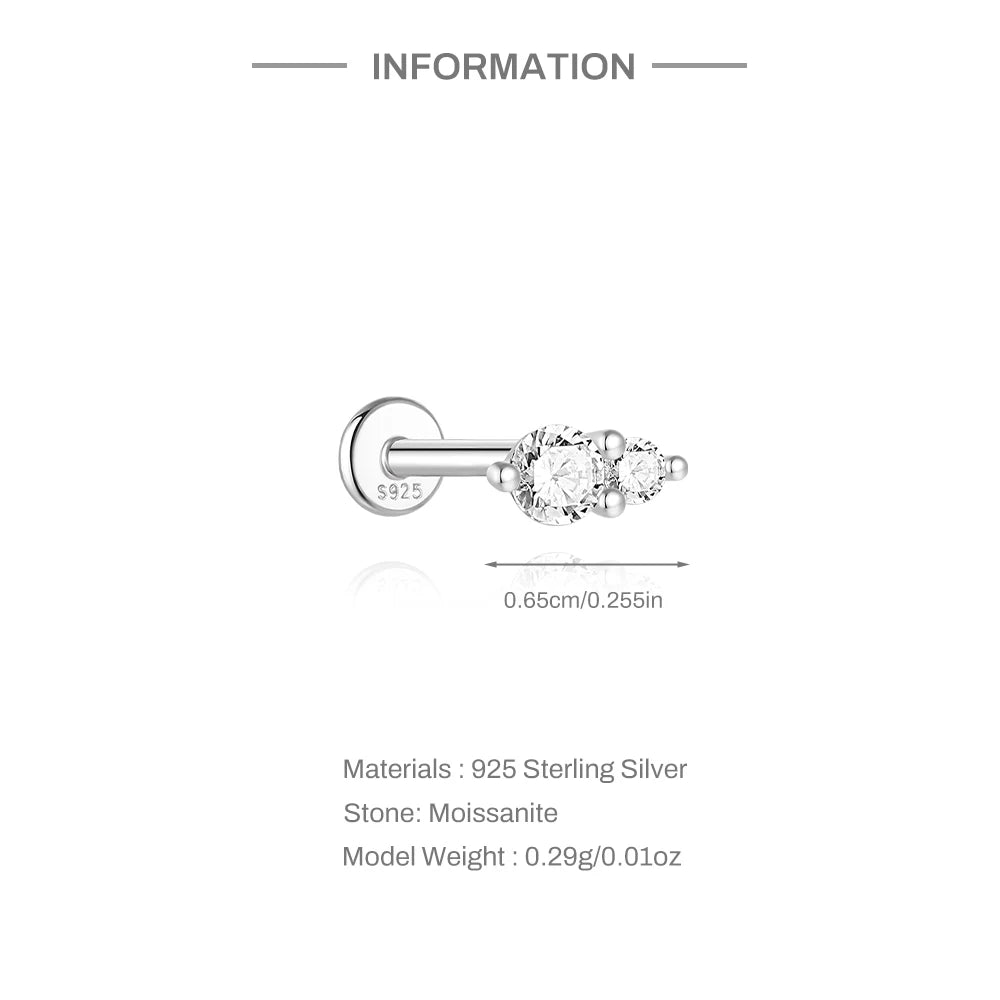 Moissanite Threaded Stud Earring