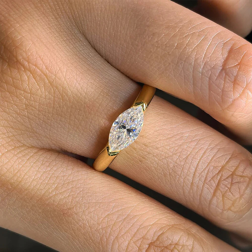1CT Marquise Cut Moissanite Ring