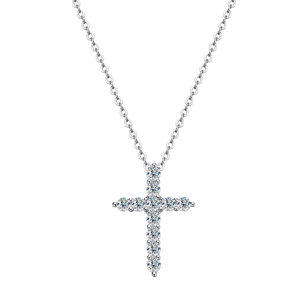 2.5-5MM Cross Moissanite Necklace
