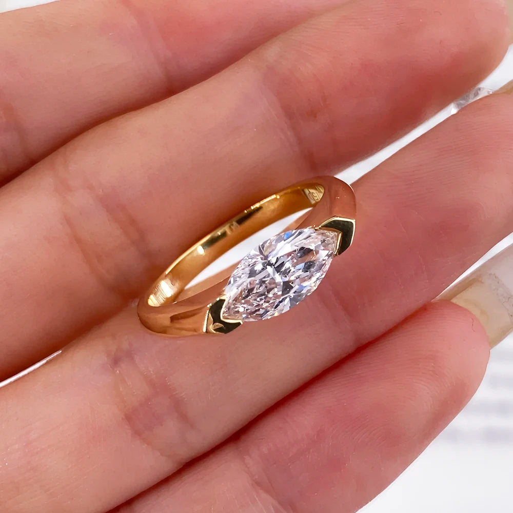 1CT Marquise Cut Moissanite Ring