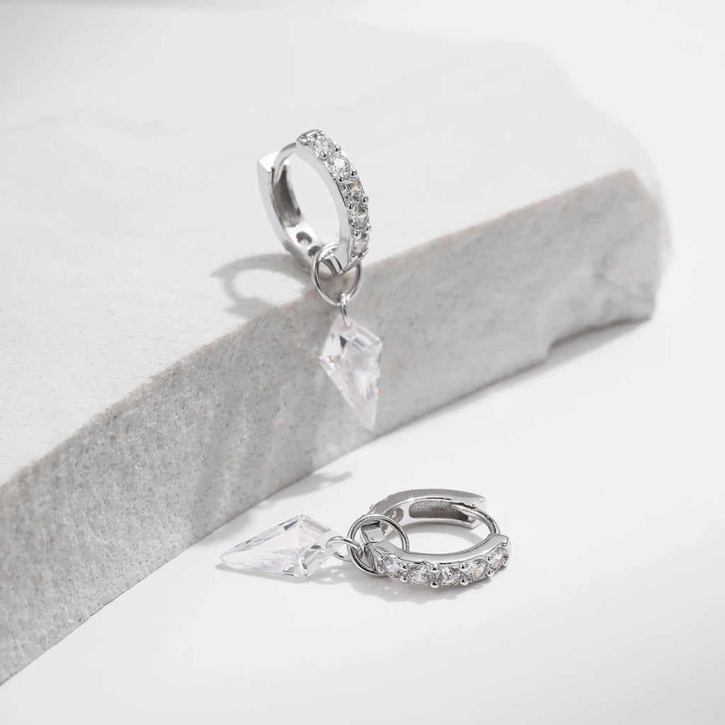 Rhombic Sparkling Hoop Earrings