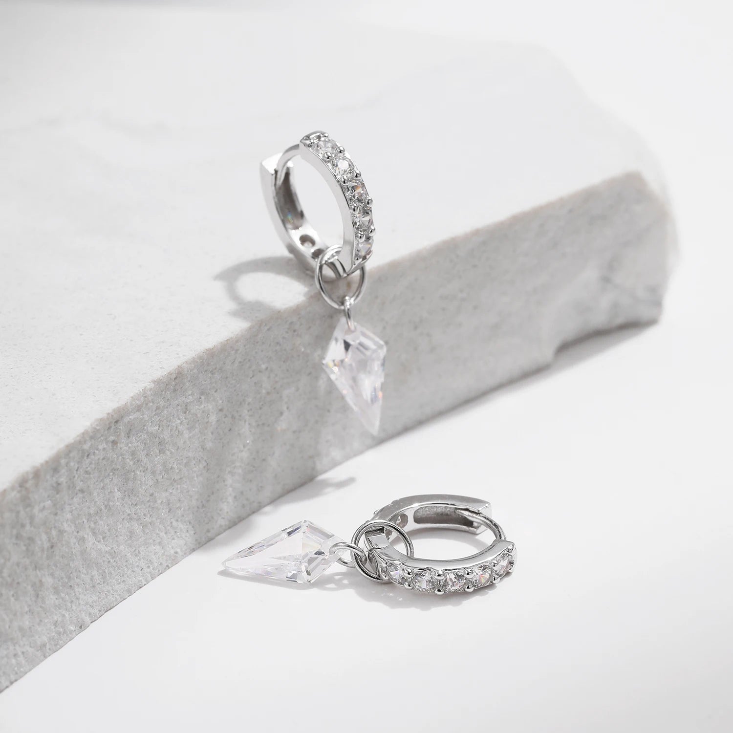 Rhombic Sparkling Hoop Earrings