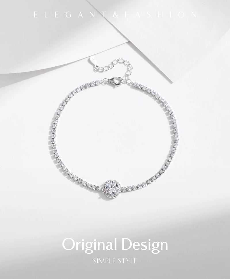 Halo Clear Cubic Zirconia Tennis Bracelets