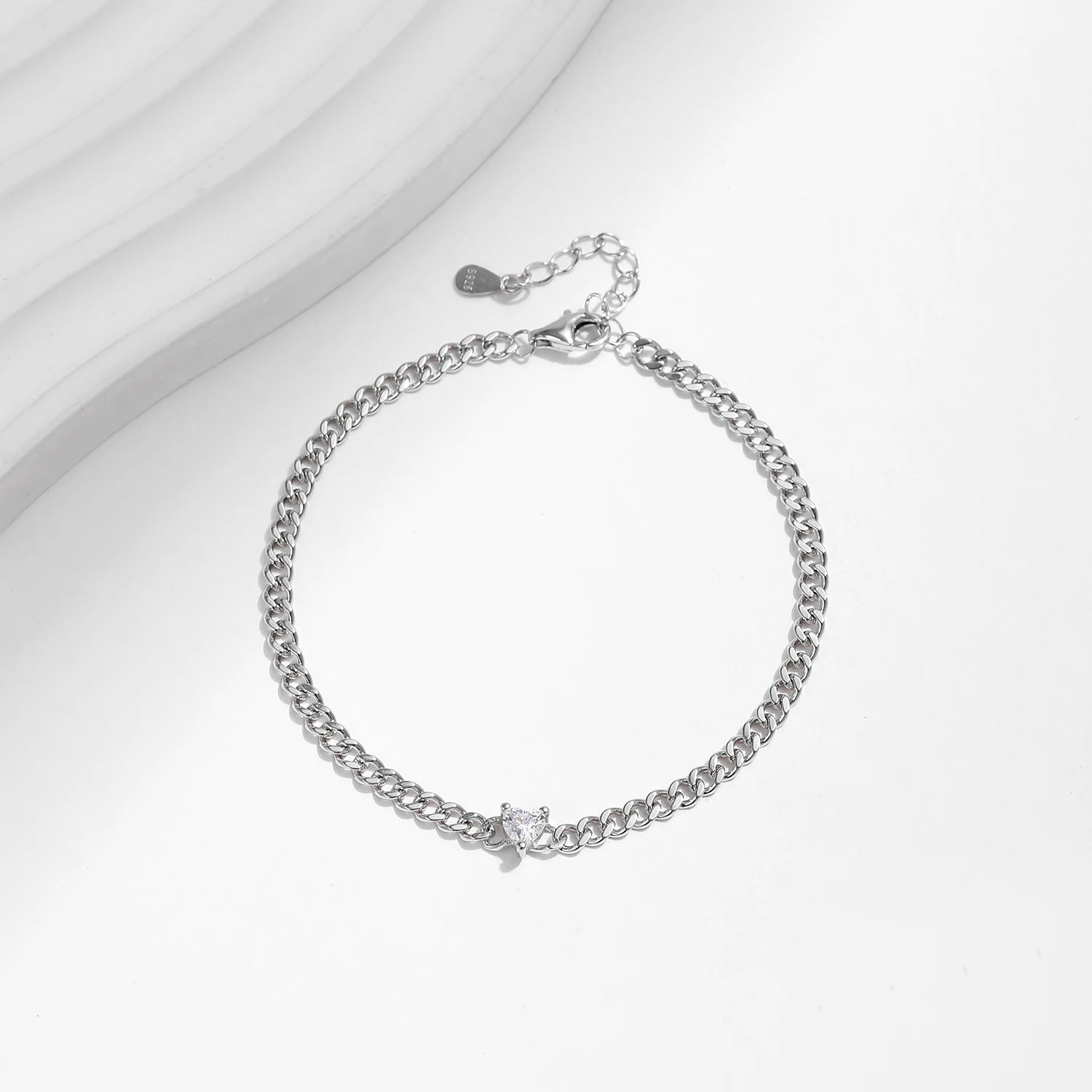 Sparkling Heart Clear Adjustable Chain Bracelet