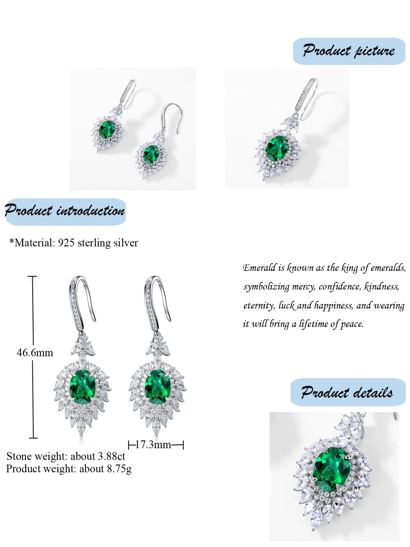 7 Carat Emerald Earring