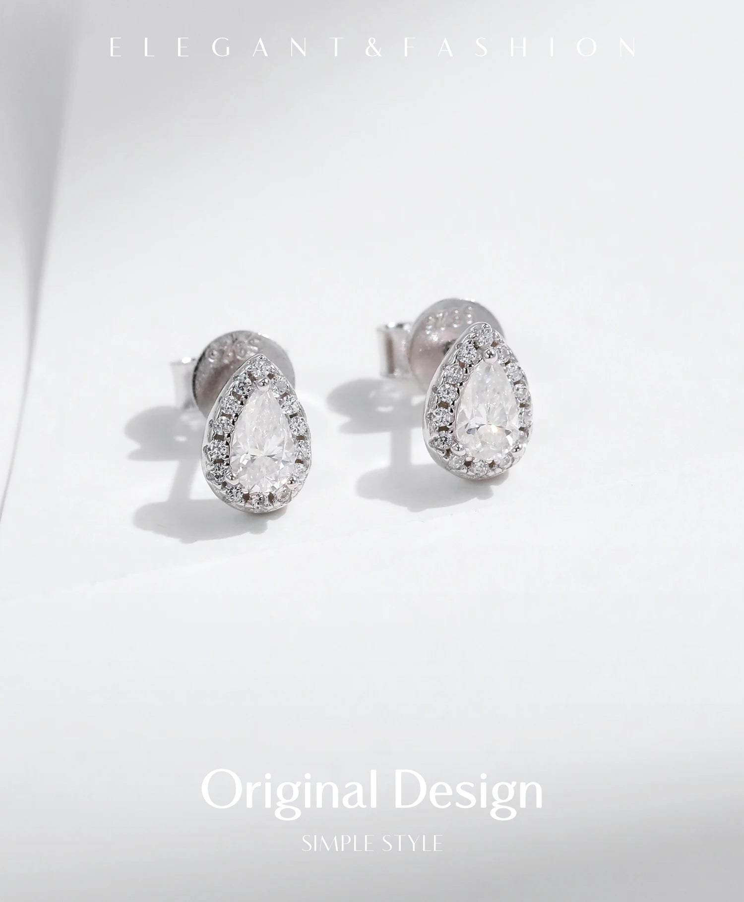 Pear Cut Moissanite Stud Earrings
