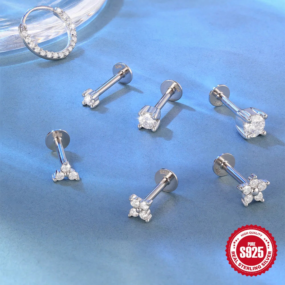 Moissanite Threaded Stud Earring