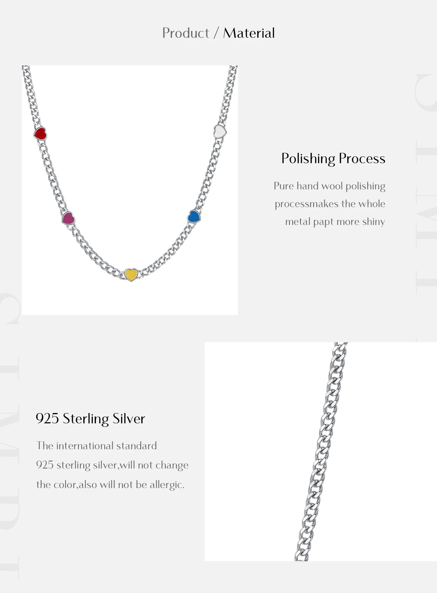 Collier ras-du-cou en émail coloré cœur à cœur 