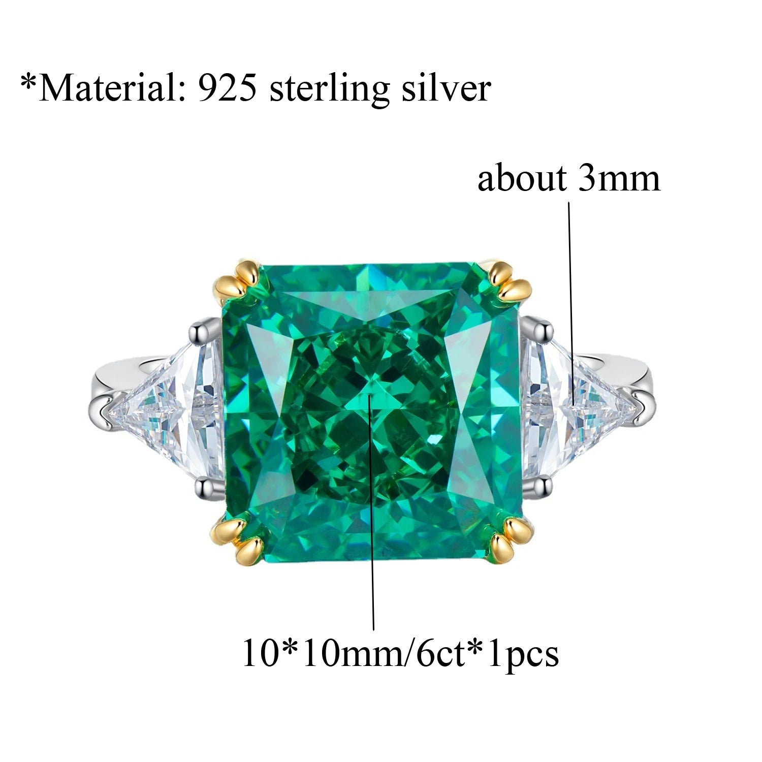 Emerald High Carbon Diamond Ring