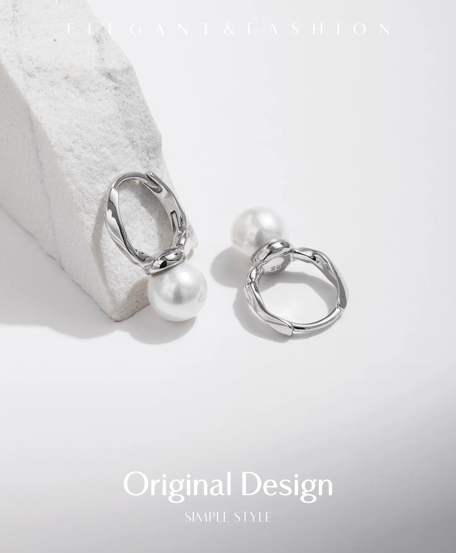 Shell Pearl Hoop Earrings