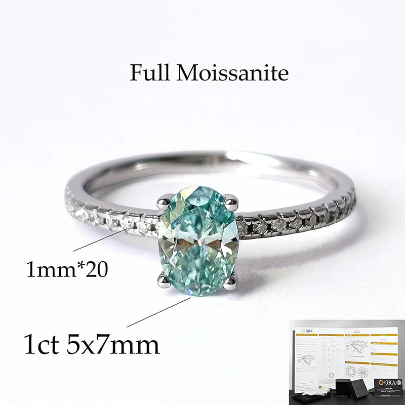 Oval Aquamarine Moissanite Ring