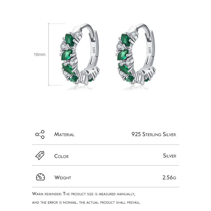 Green And Clear Rhombus Hoop Earrings