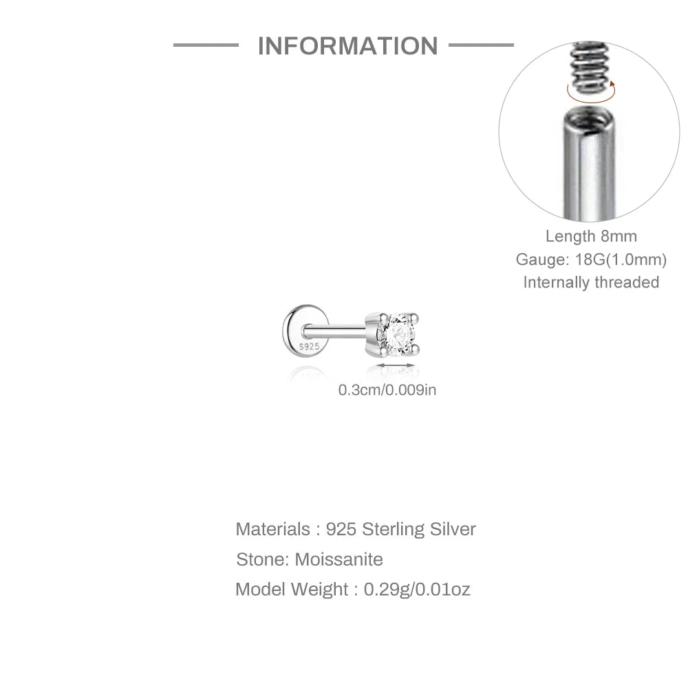 Moissanite Threaded Stud Earring