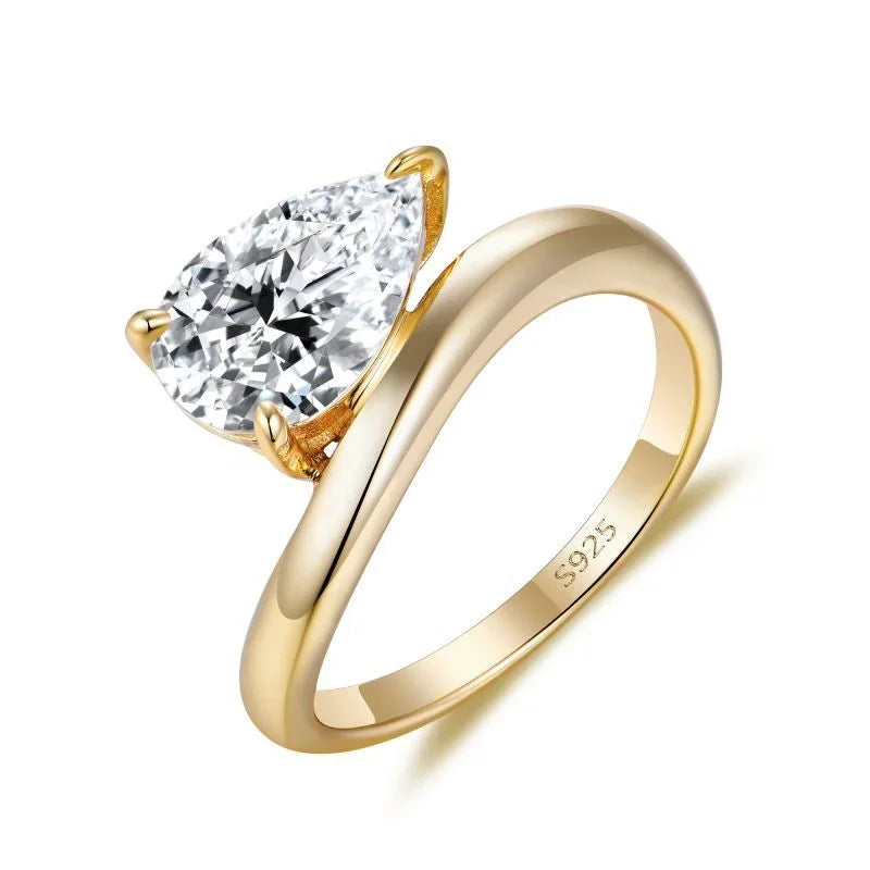 3Carat D Color Water Drop Moissanite Ring