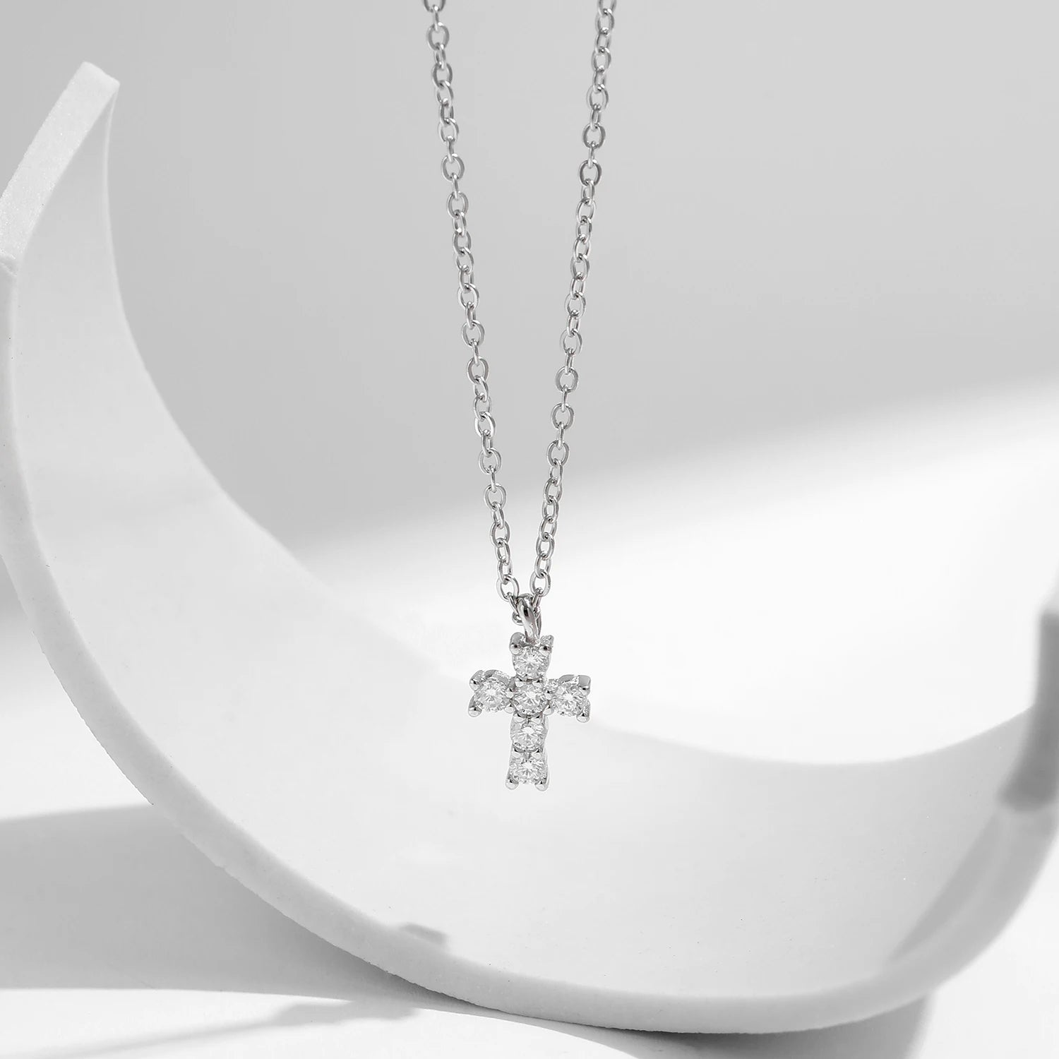Pendentif Corss en Argent Moissanite 