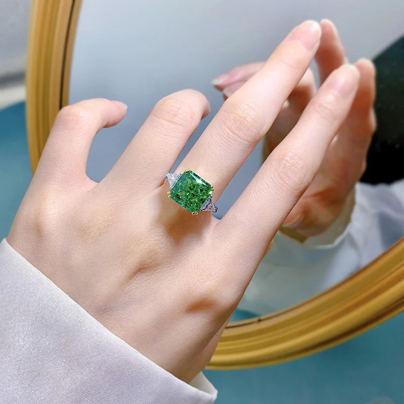 Emerald High Carbon Diamond Ring