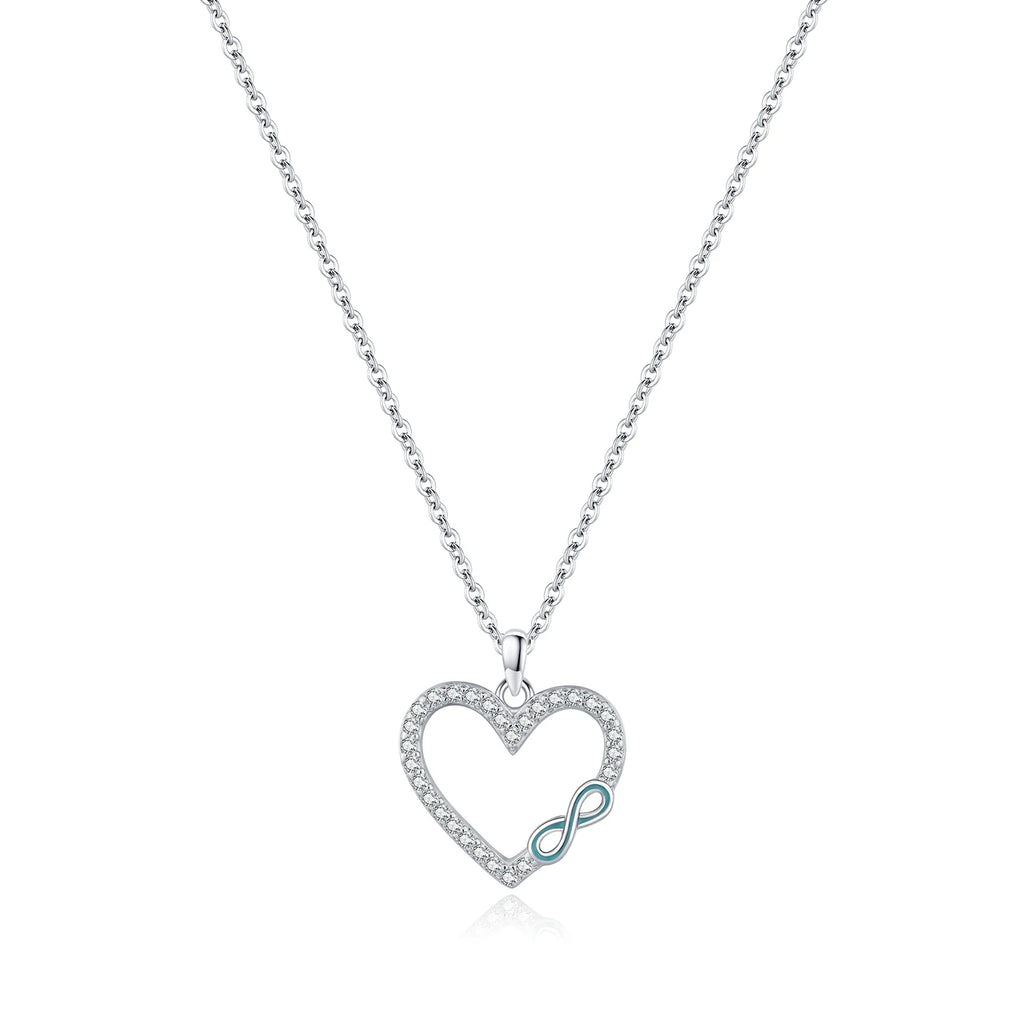 Romantic Heart Enamel Infinity Love Link Chain Pendant