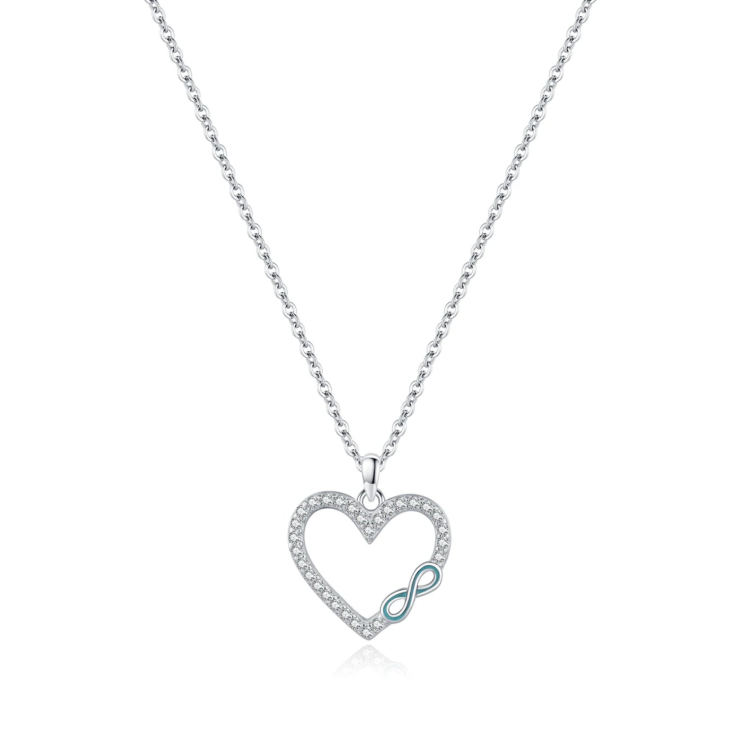 Romantic Heart Enamel Infinity Love Link Chain Pendant
