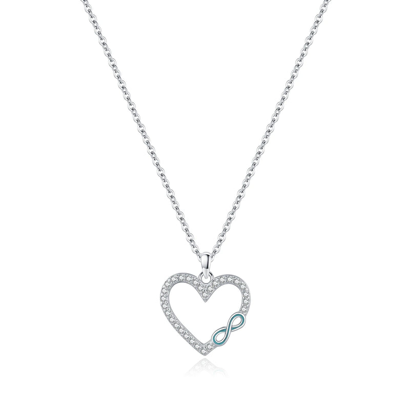 Romantic Heart Enamel Infinity Love Link Chain Pendant