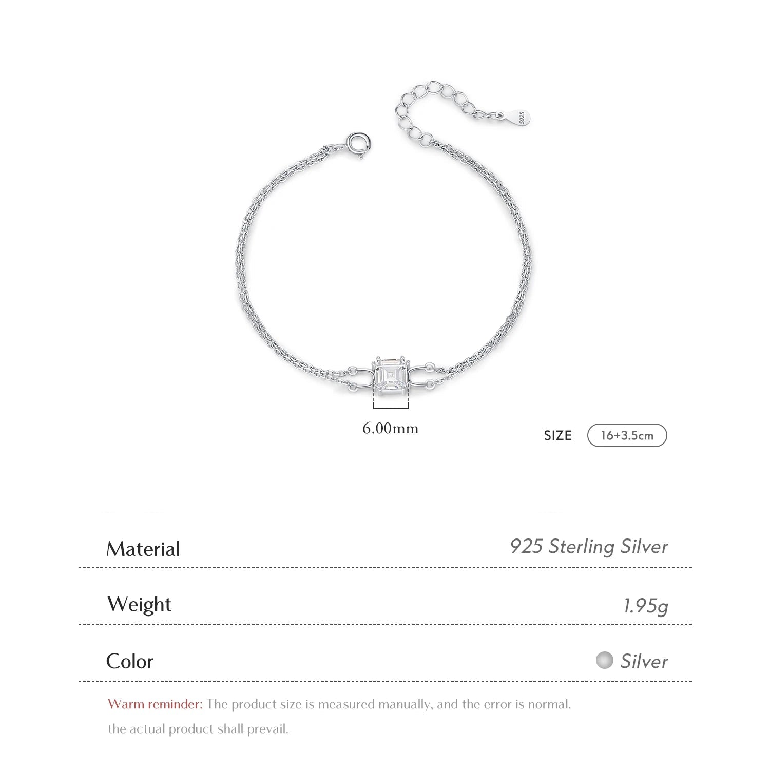 Double Layer Bracelet - Shiny Square Emerald