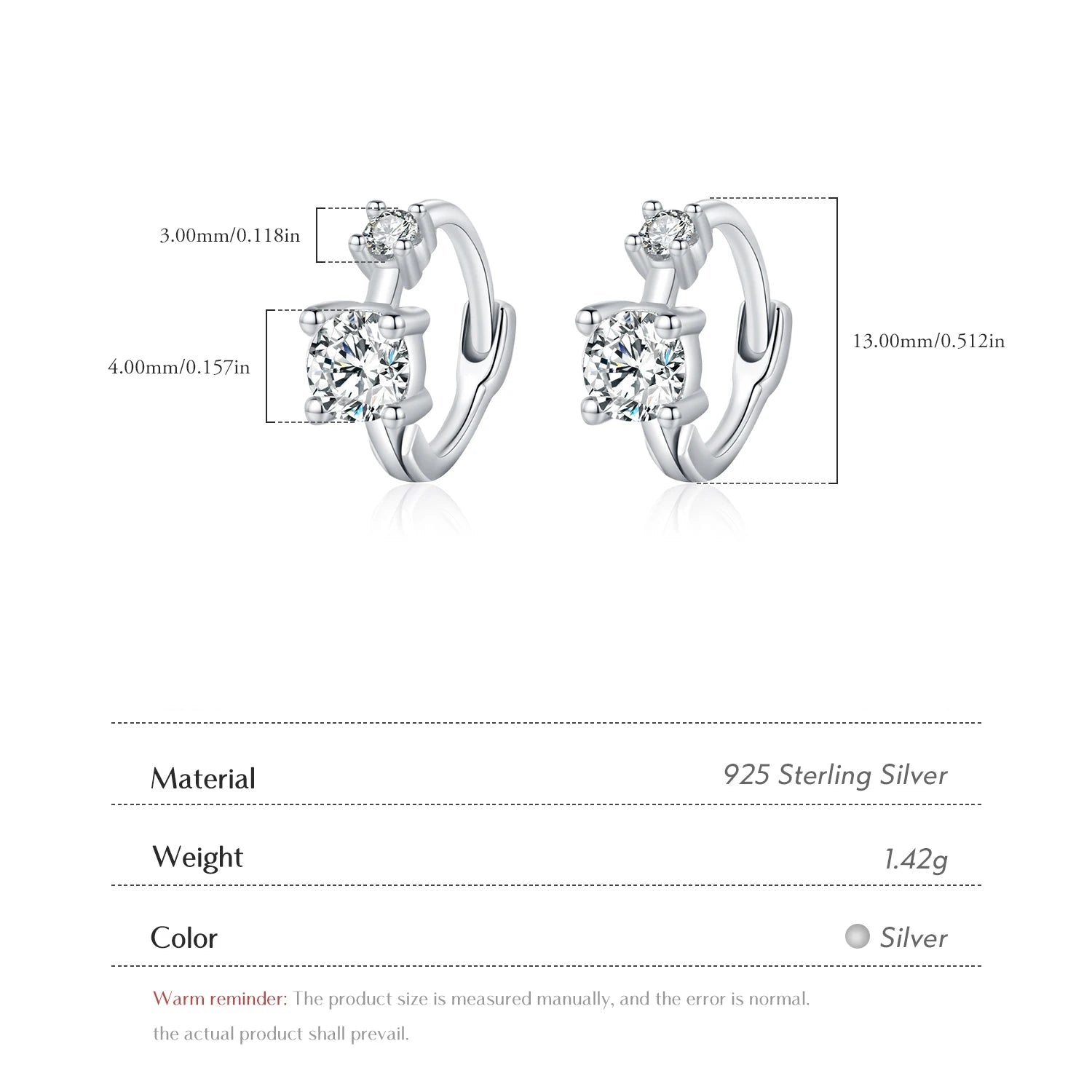 Silver Classic Stackable Tiny Round CZ Hoop Earrings