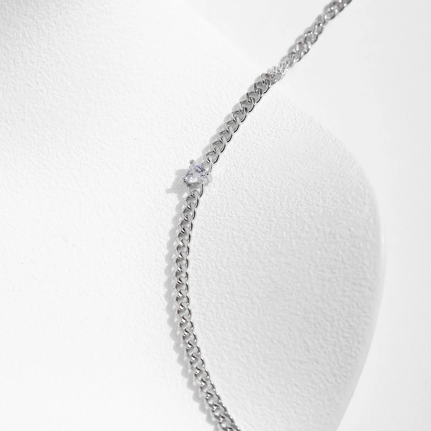 Sparkling Heart Clear Adjustable Chain Bracelet