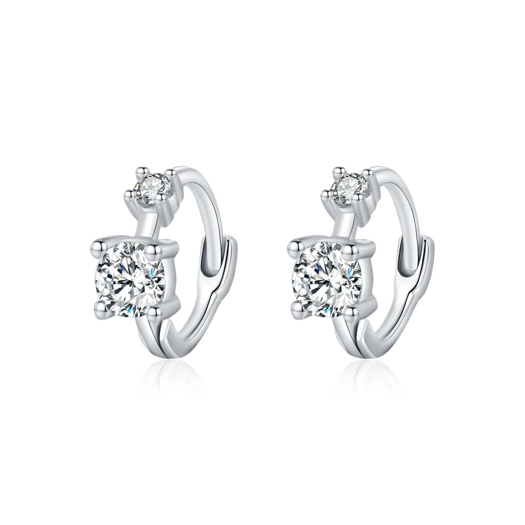 Silver Classic Stackable Tiny Round CZ Hoop Earrings